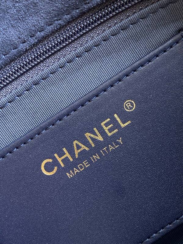 Chanel Classic Flap Navy suede shoulder — Top Quality Replica