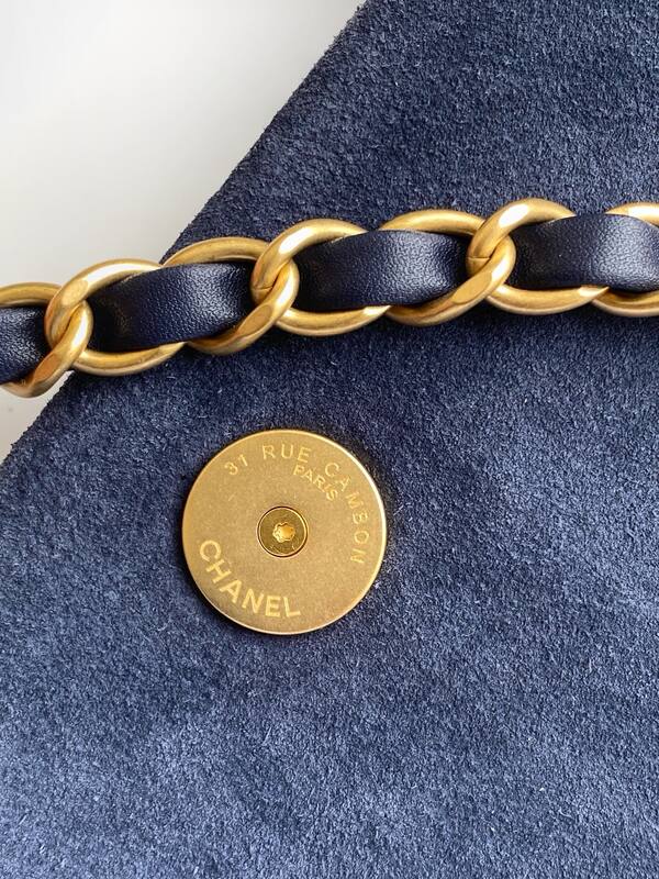 Chanel Classic Flap Navy suede shoulder — AAA Quality Replica