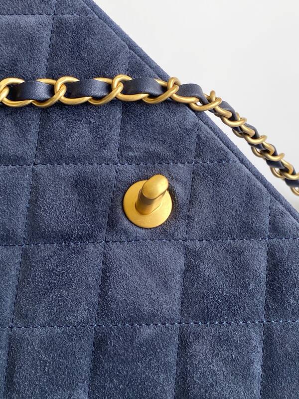 Chanel Classic Flap Navy suede shoulder — AAA Quality Replica