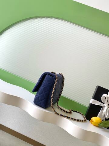 Chanel Classic Flap Navy suede shoulder AAA Quality Replica
