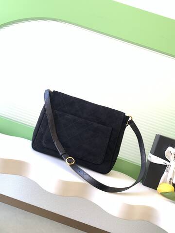 Chanel Black suede 30cm shoulder Premium Replica