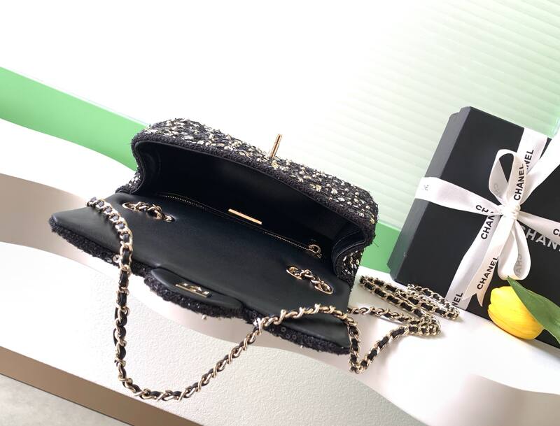 Chanel Classic Flap Black sequin mini shoulder — 1:1 Replica