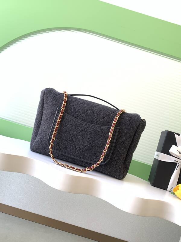 Chanel Dark grey felt shoulder — Top Quality Replica