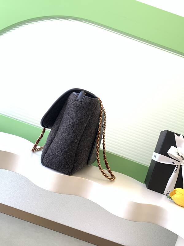 Chanel Dark grey felt shoulder — Top Quality Replica