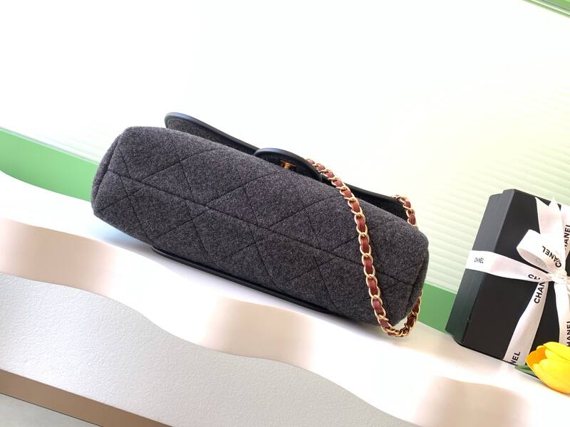 Chanel Dark grey felt shoulder — Top Quality Replica