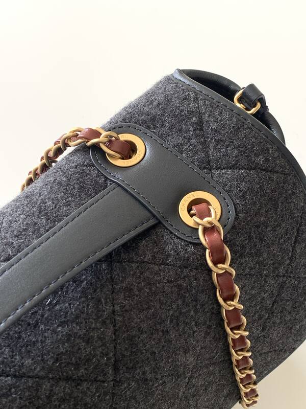 Chanel Dark grey felt shoulder — Top Quality Replica