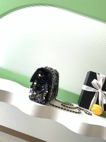 Chanel Classic Flap Black sequin shoulder Top Quality Replica