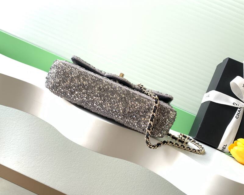Chanel Classic Flap Silver crystal mini evening — AAA Quality Replica