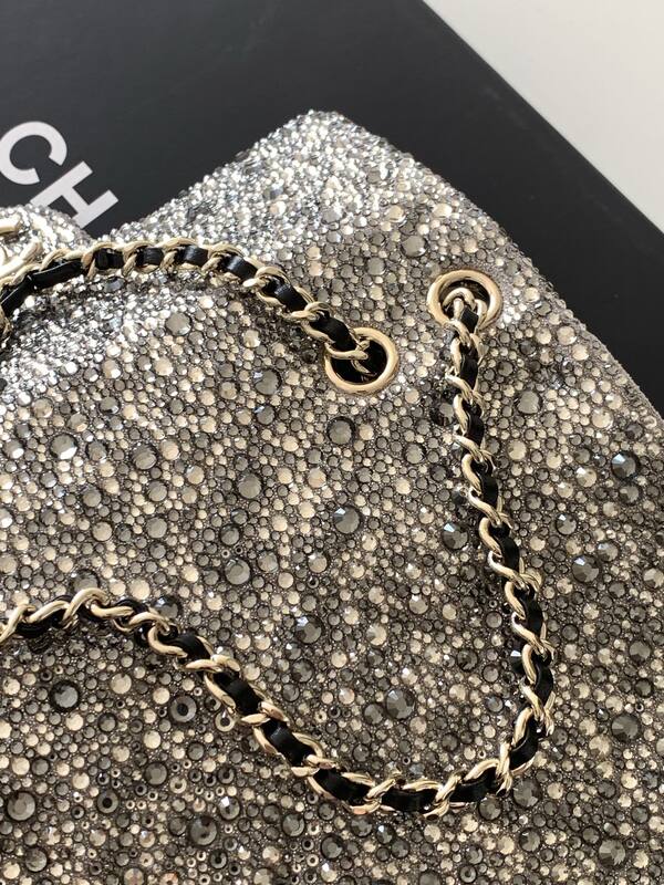 Chanel Classic Flap Silver crystal mini evening — AAA Quality Replica