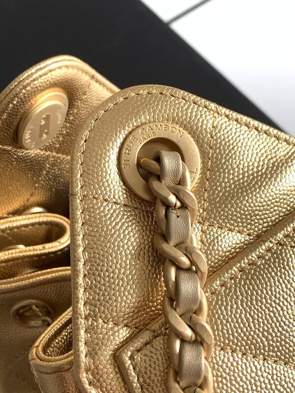 Chanel Drawstring Hobo Metallic gold shoulder — AAA Quality Replica
