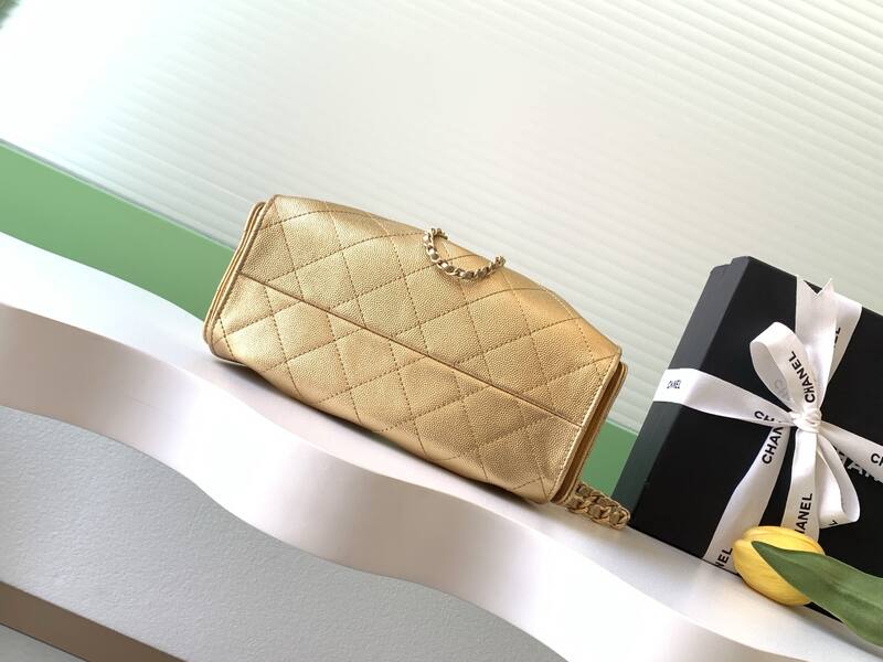 Chanel Drawstring Hobo Metallic gold shoulder — AAA Quality Replica