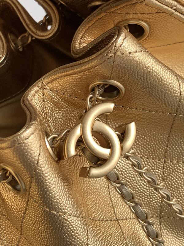 Chanel Drawstring Hobo Metallic gold shoulder — AAA Quality Replica