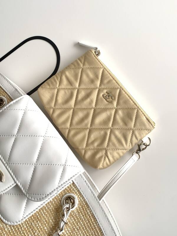 Chanel Beige straw and white leather crossbody — Premium Replica