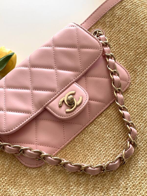 Chanel Beige straw and pink tote — Top Quality Replica