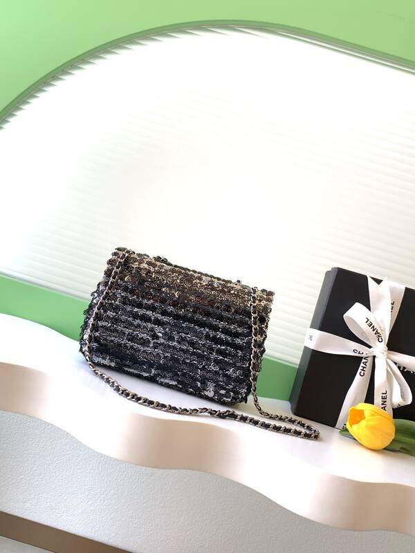 Chanel Classic Flap Black sequin shoulder — 1:1 Replica