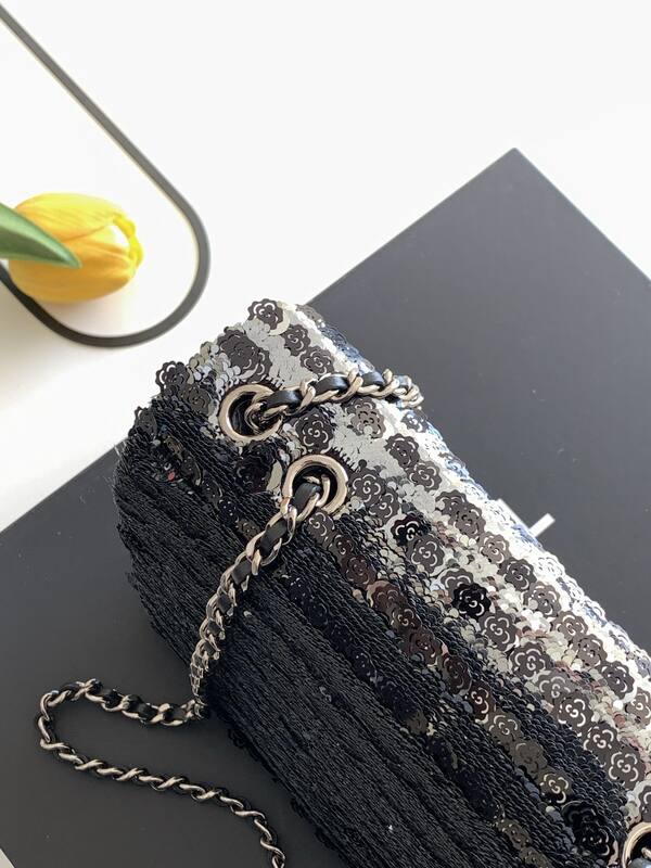Chanel Classic Flap Black sequin shoulder — 1:1 Replica