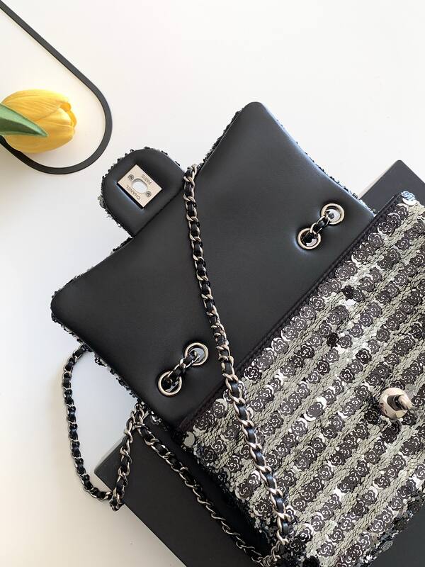 Chanel Classic Flap Black sequin shoulder — 1:1 Replica