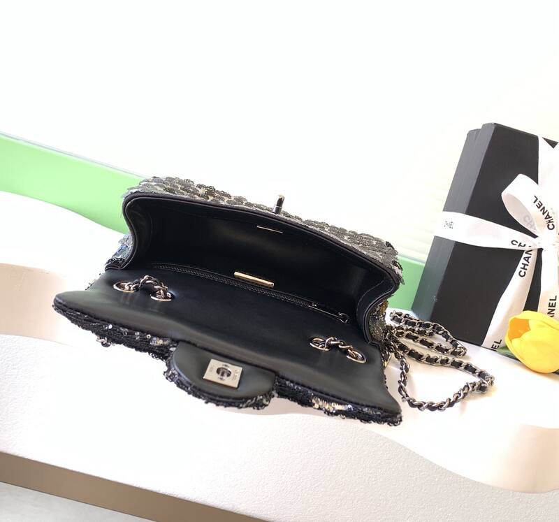 Chanel Classic Flap Black sequin shoulder — 1:1 Replica
