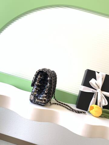 Chanel Classic Flap Black sequin shoulder 1 1 Replica