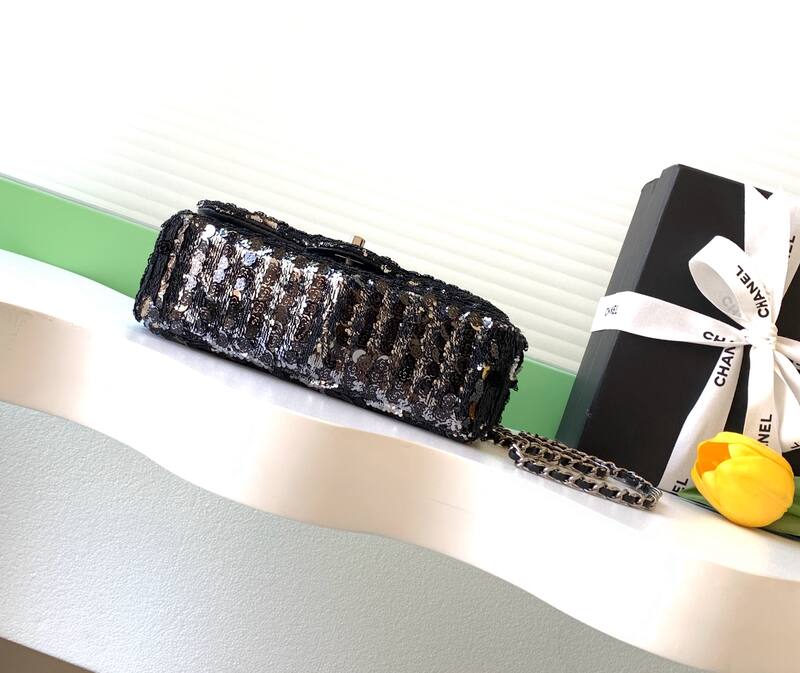 Chanel Classic Flap Black sequin shoulder — 1:1 Replica
