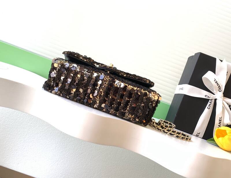 Chanel Classic Flap Black sequin shoulder — Premium Replica