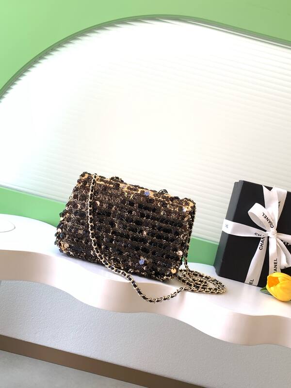 Chanel Classic Flap Black sequin shoulder — Premium Replica