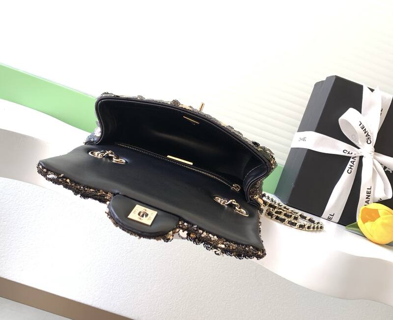 Chanel Classic Flap Black sequin shoulder — Premium Replica