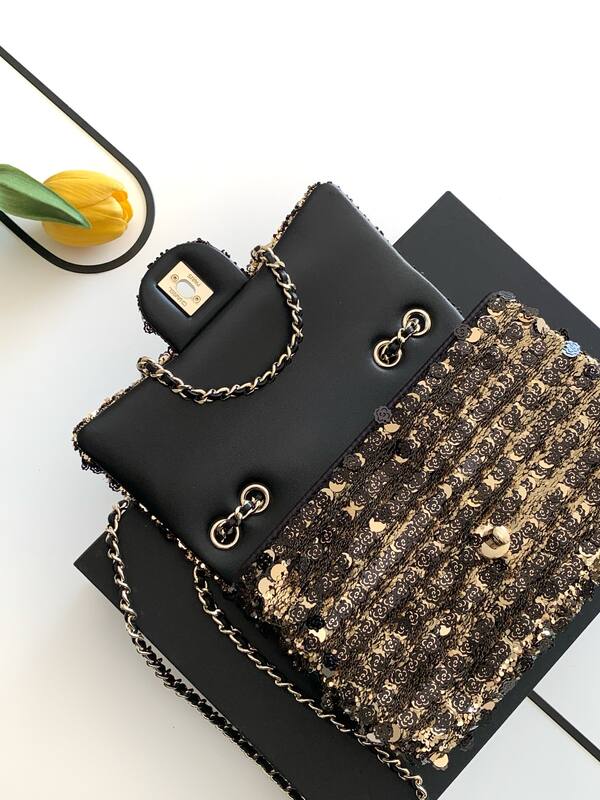 Chanel Classic Flap Black sequin shoulder — Premium Replica