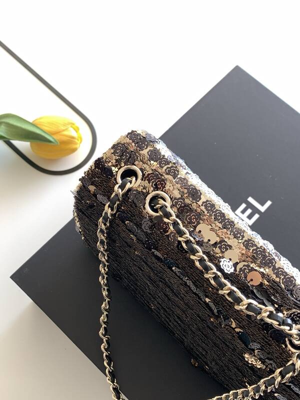 Chanel Classic Flap Black sequin shoulder — Premium Replica