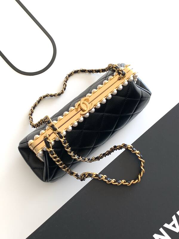 Chanel Coco Pearl Flap Black shoulder — Top Quality Replica