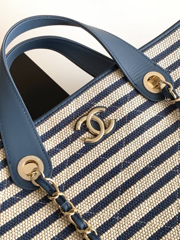 Chanel Blue and White Stripe Canvas tote — 1:1 Replica
