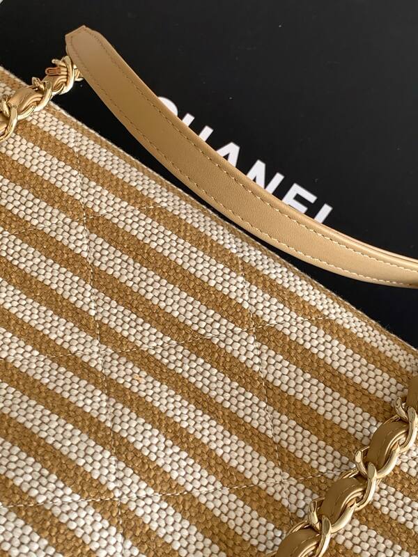 Chanel Beige White striped canvas tote — Premium Replica