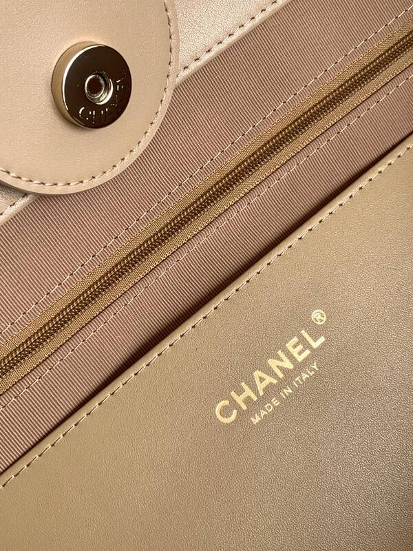 Chanel Beige White striped canvas tote — Premium Replica