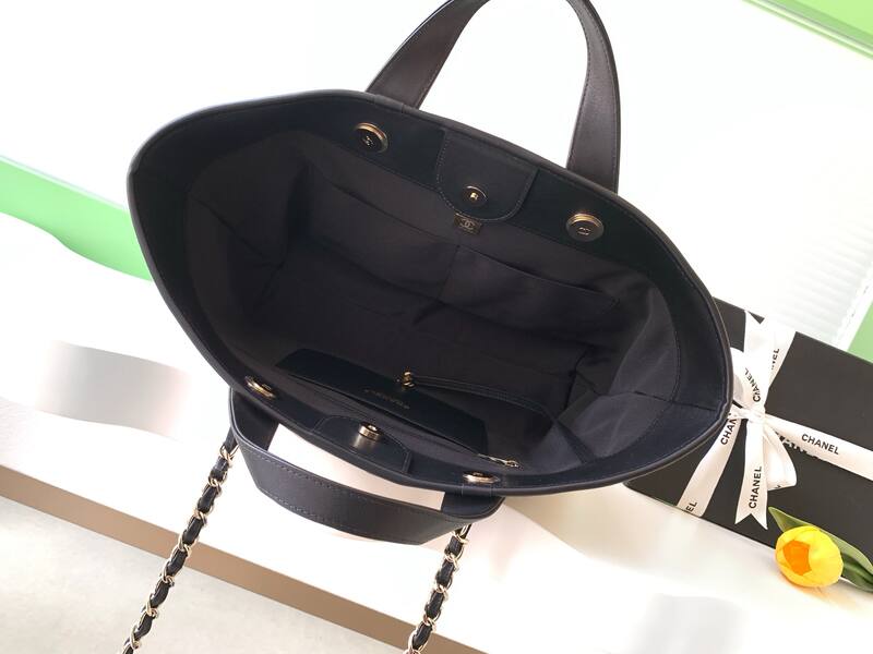 Chanel Black and White striped canvas tote — Premium Replica