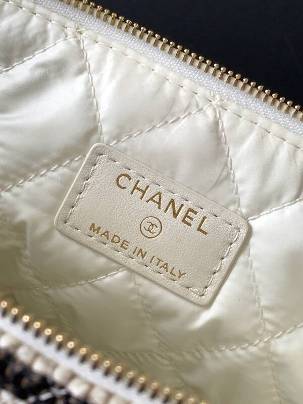 Chanel Black and White striped tweed pouch — Top Quality Replica