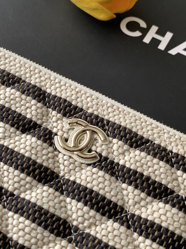 Chanel Black and White striped canvas large everyday — Top Quality Replica