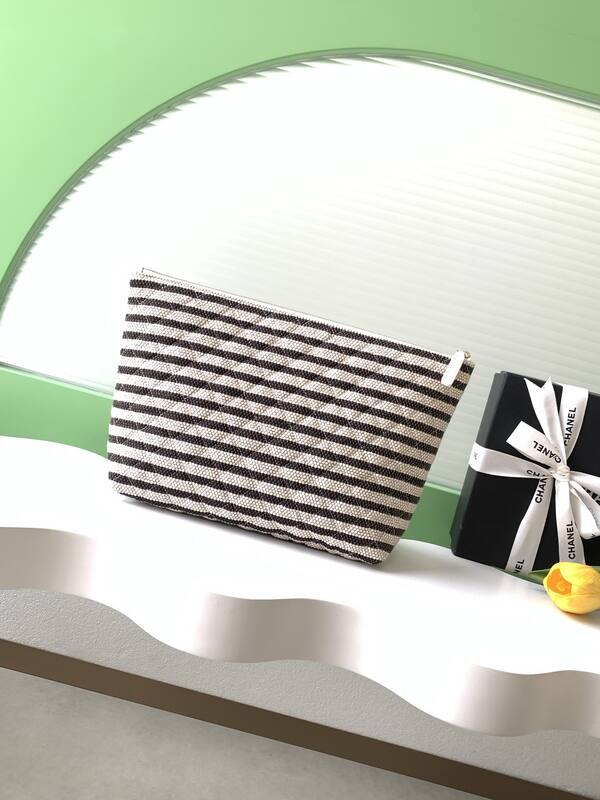 Chanel Black and White striped canvas large everyday — Top Quality Replica
