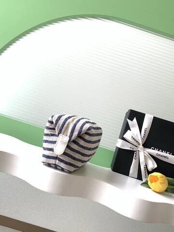 Chanel Coco Beach Pouch Blue and White Striped Canvas everyday 1 1 Replica