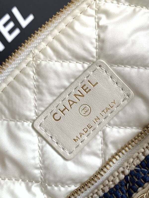 Chanel Coco Beach Pouch Blue and White Striped Canvas everyday — 1:1 Replica