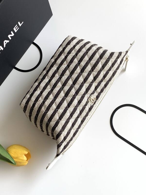 Chanel Black and white striped fabric mini crossbody — Premium Replica