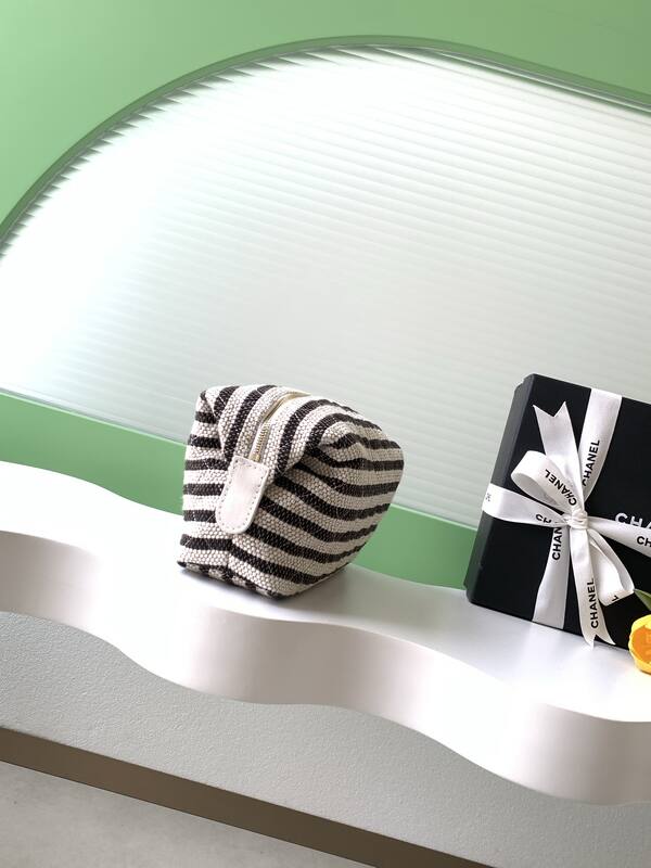 Chanel Black and white striped fabric mini crossbody — Premium Replica