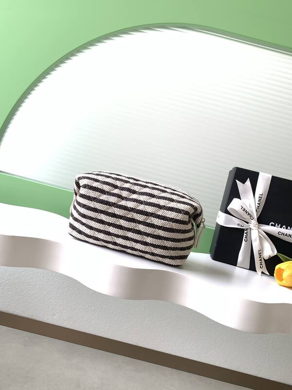 Chanel Black and white striped fabric mini crossbody — Premium Replica