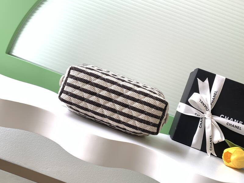 Chanel Black and white striped fabric mini crossbody — Premium Replica
