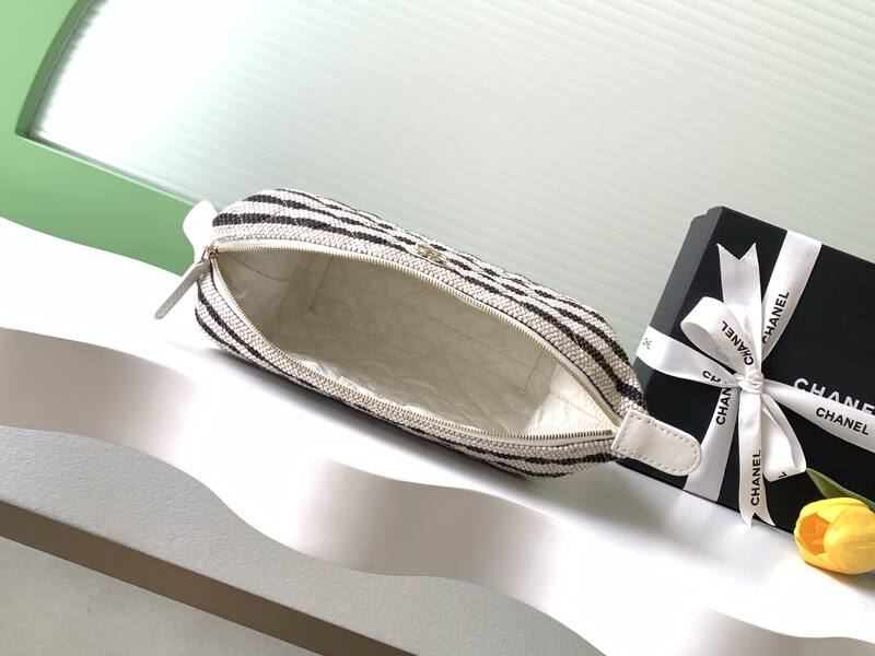 Chanel Black and white striped fabric mini crossbody — Premium Replica