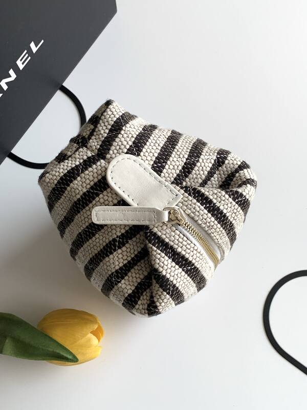 Chanel Black and white striped fabric mini crossbody — Premium Replica