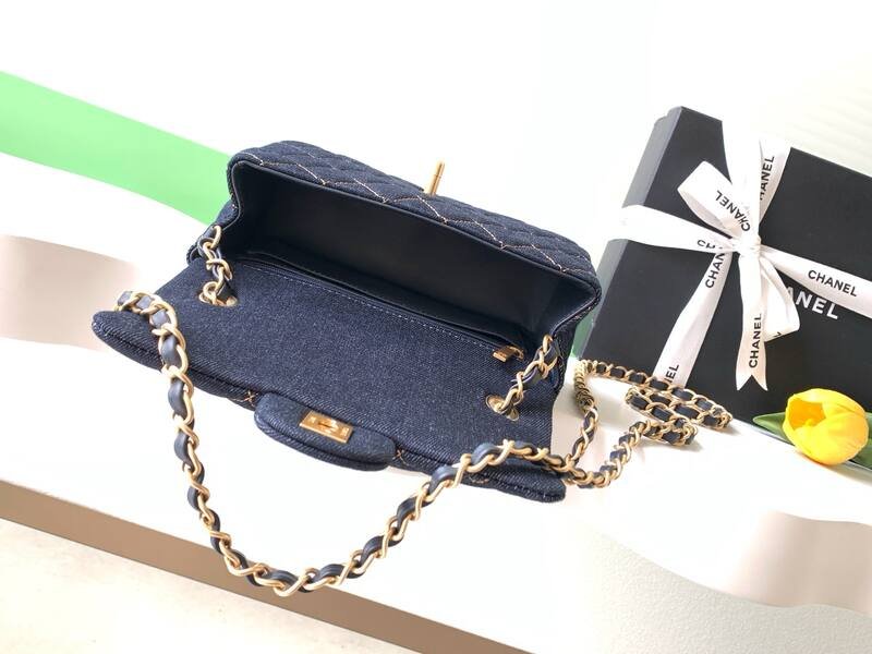 Chanel CF Mini Dark Blue Denim mini crossbody — Top Quality Replica