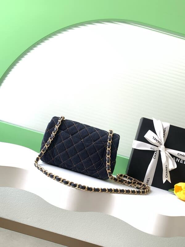 Chanel CF Mini Dark Blue Denim mini crossbody — Top Quality Replica