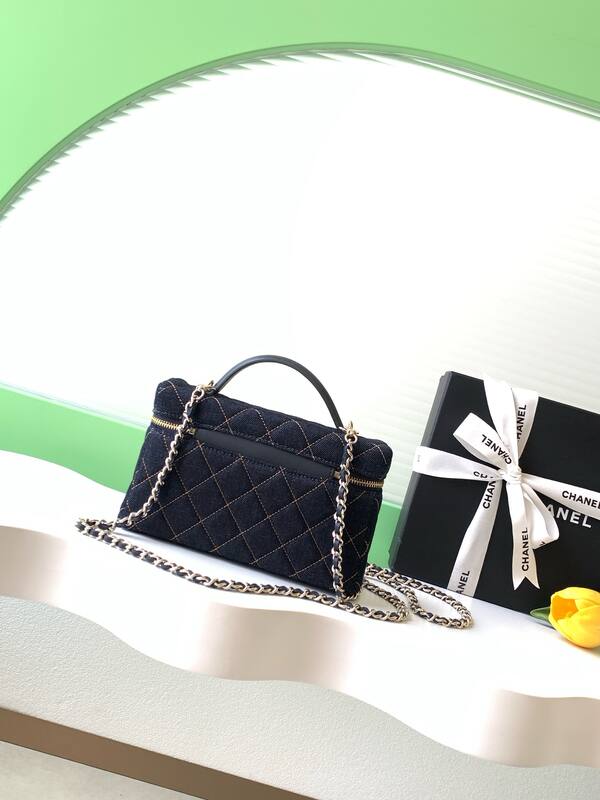 Chanel Vanity Case Dark Blue Denim crossbody — Premium Replica