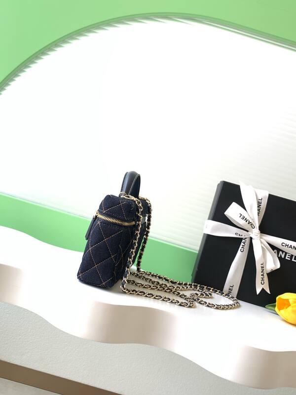 Chanel Vanity Case Dark Blue Denim crossbody — Premium Replica