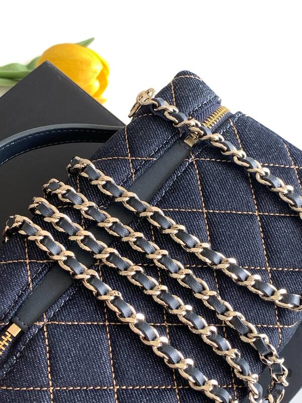 Chanel Vanity Case Dark Blue Denim crossbody — Premium Replica